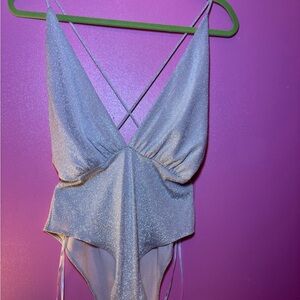 Silver Glittery Women's Bodysuit